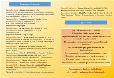 Dates et programmes Rucher-Ecole Caylus 2023