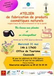 ATELIER de fabrication de produits cosmétiques naturels respectueux de l’environnement et de la santé : mercredi 31 mai Caussade 14h à 17h