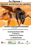 Réunion d'informations techniques : le Varroa, parasite destructeur des abeilles . Le connaitre et lutter contre. Vendredi 23 février 18 h. Nègrepelisse